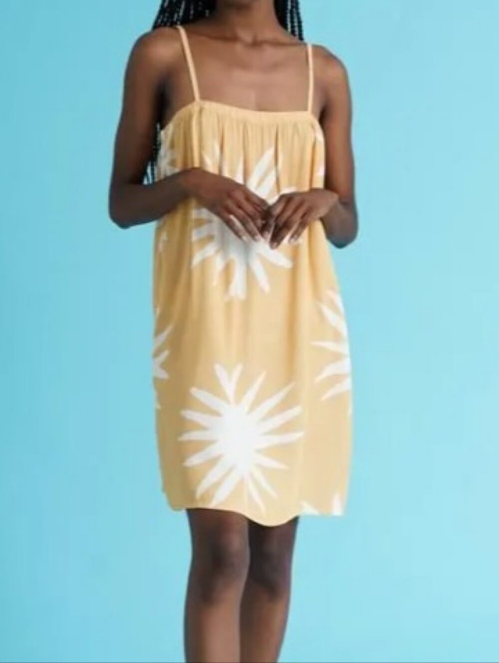 Bronzini x CALA DE LA CRUZ Women's Mustard Yellow Floral Dress Cover Up sz M